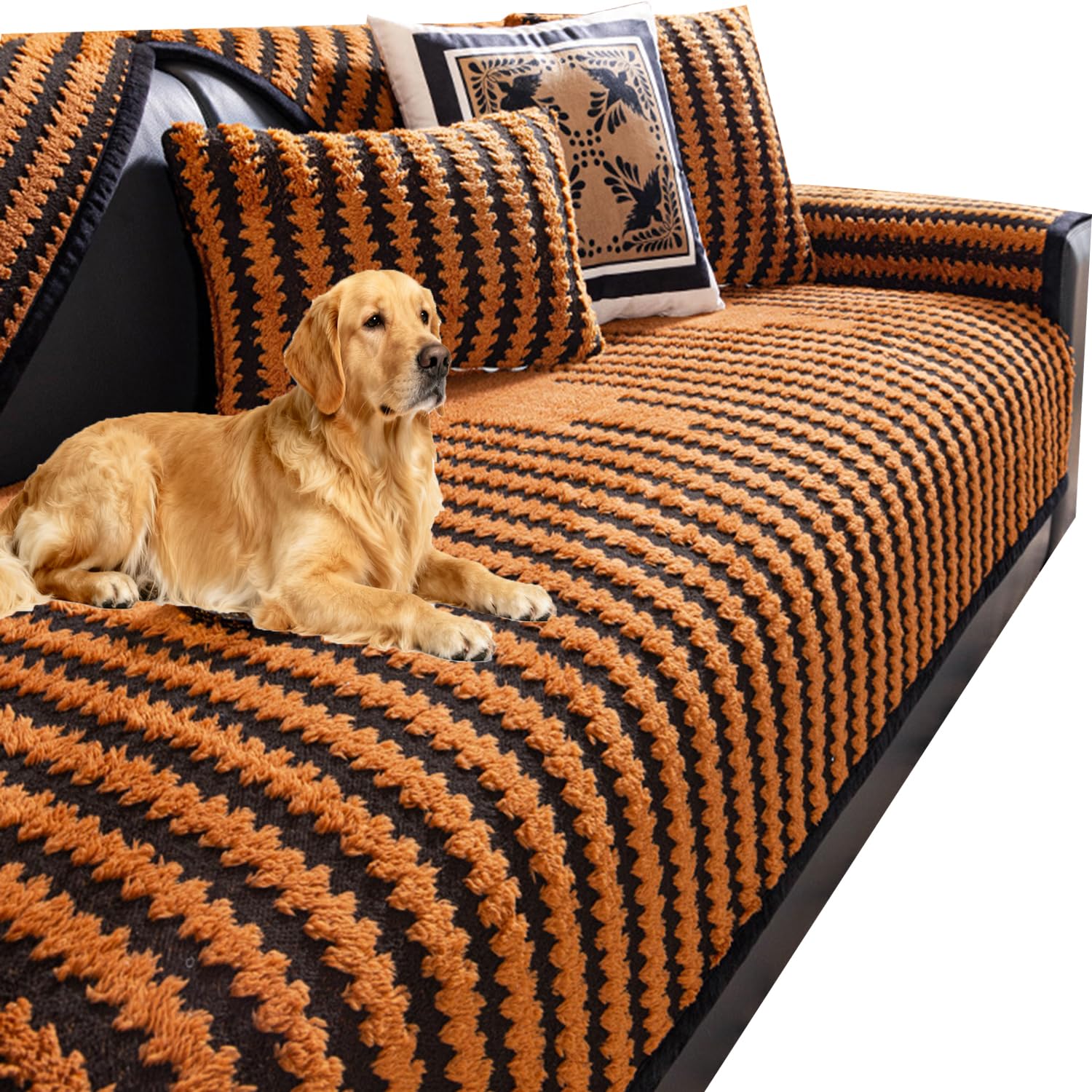 Housse de canapé pour animaux sectionnel antidérapante et lavable orange