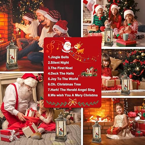 Miniatura 102 de Globo de nieve de muñeco de nieve de Navidad, linterna musical de muñeco de nieve con temporizador de 6 horas forrado por USB, funciona