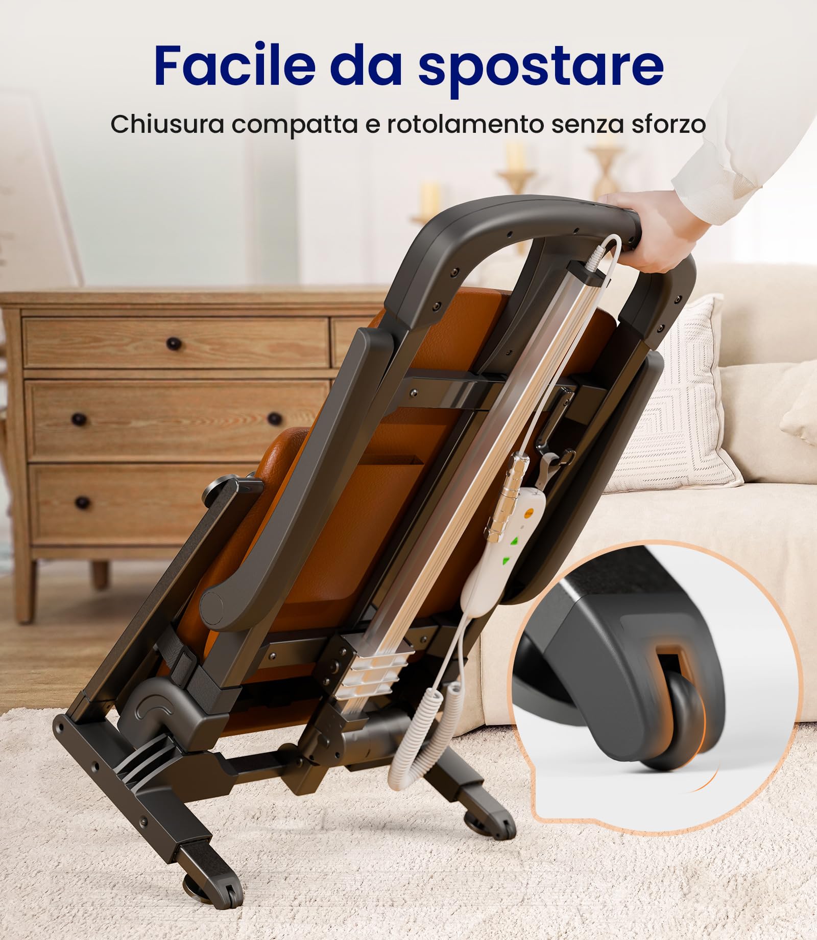VOCIC Sollevamento per anziani, sedia elettrica rialzata, robusto telaio in acciaio, pieghevole e mobile, portata fino a 200 kg, colore: arancione