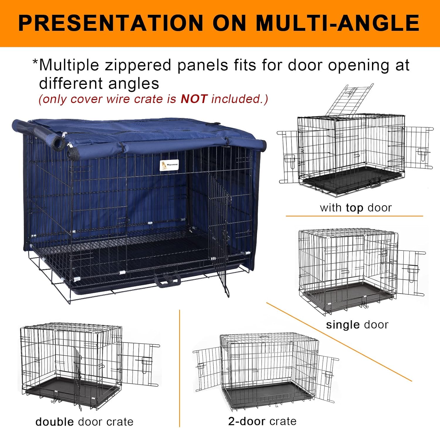 Dog Crate Cover Durable- Fits 24 30 36 42 48 Inches Wire Crate - Dog Kennel Cover for Medium and Large Dog - Heavy Duty Oxford Fabric with 1 2 3 Doors : Pet Supplies
