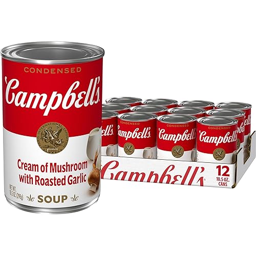 Campbell's - Sopa condensada de crema de champiñones con ajo asado, lata de 10.5onzas (paquete de 12 unidades)