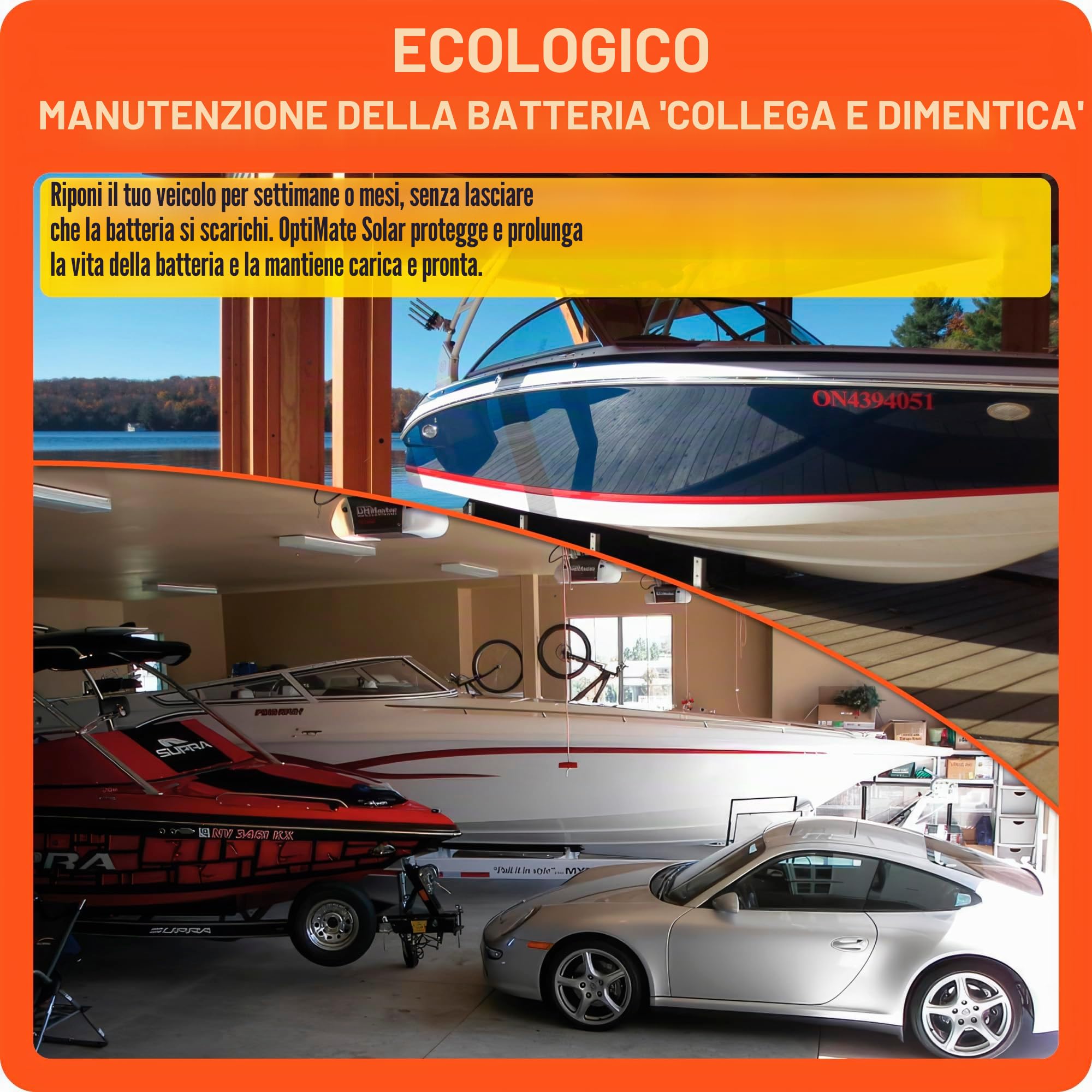 OptiMate Tecmate TecMate Solar Duo 20W, TM522-D2, Caricatore e mantenitore Solare ermetico di Carica con Recupero di Batteria a Sei Fasi da 12V / 12.8V 1.67A