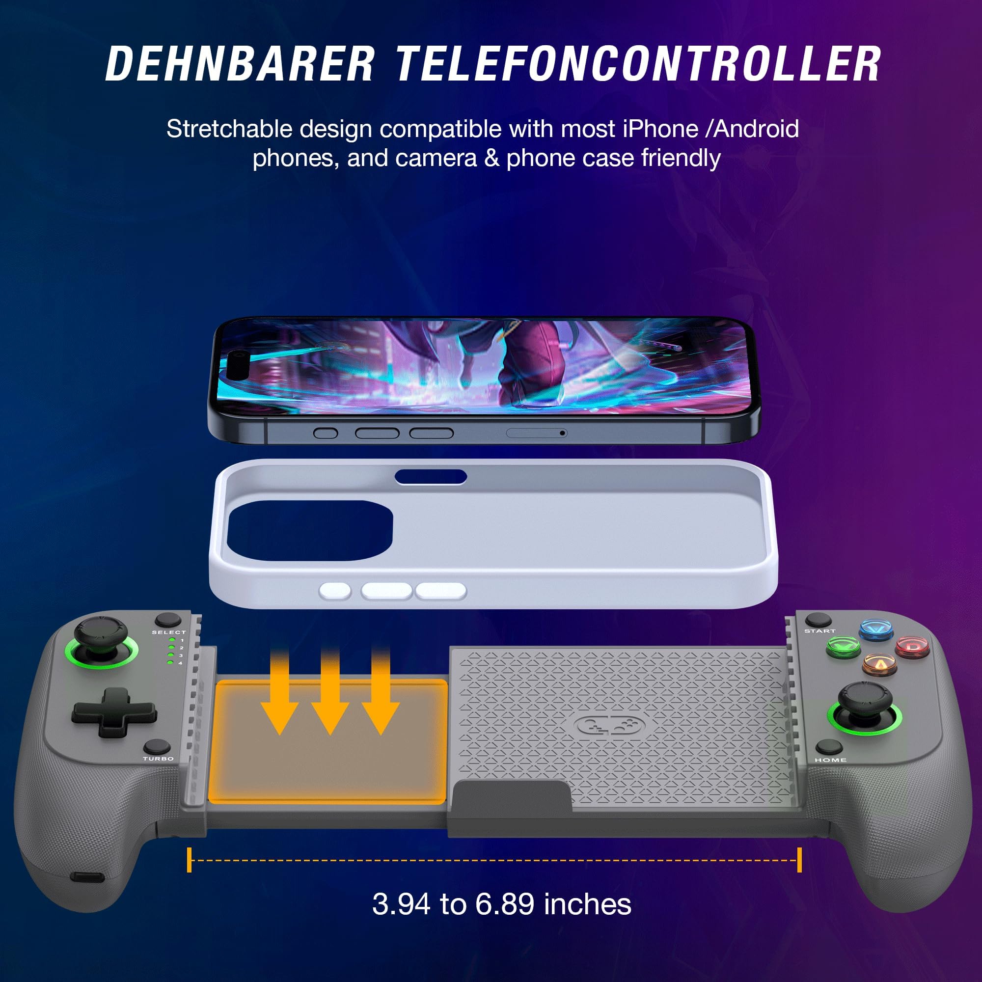 CYOYPPY Controlador de juego móvil para iPhone/Android inalámbrico para videojuegos, compatible con Xbox Game Pass, Steam Link, Call of Duty, Roblox y Minecraft (gris)