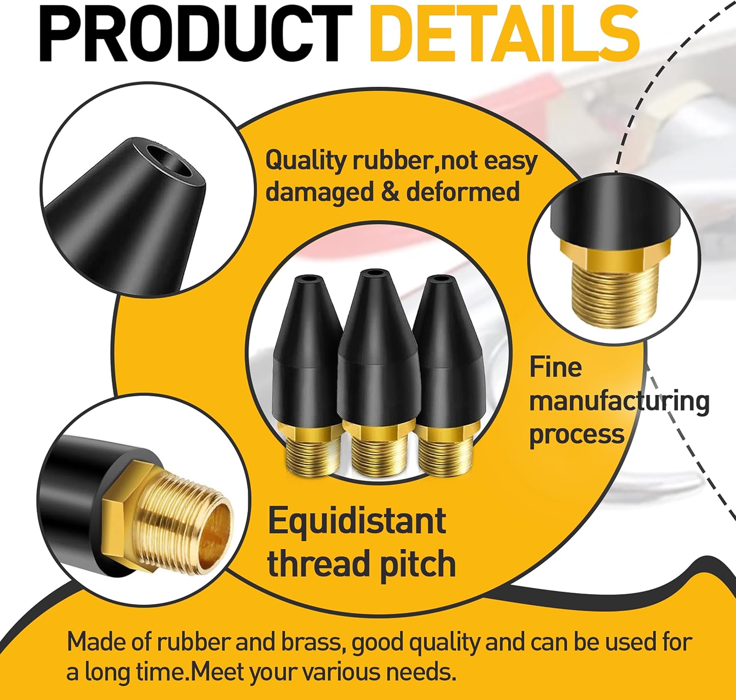3 Pcs Rubber Air Tool For Air Nozzle Tip, Blow Gun Rubber Tip For Air Tool, Parts Air Nozzle For Air Blow Guns Tool For Air Tool Parts & Accessories Air Blow Guns Tool Black