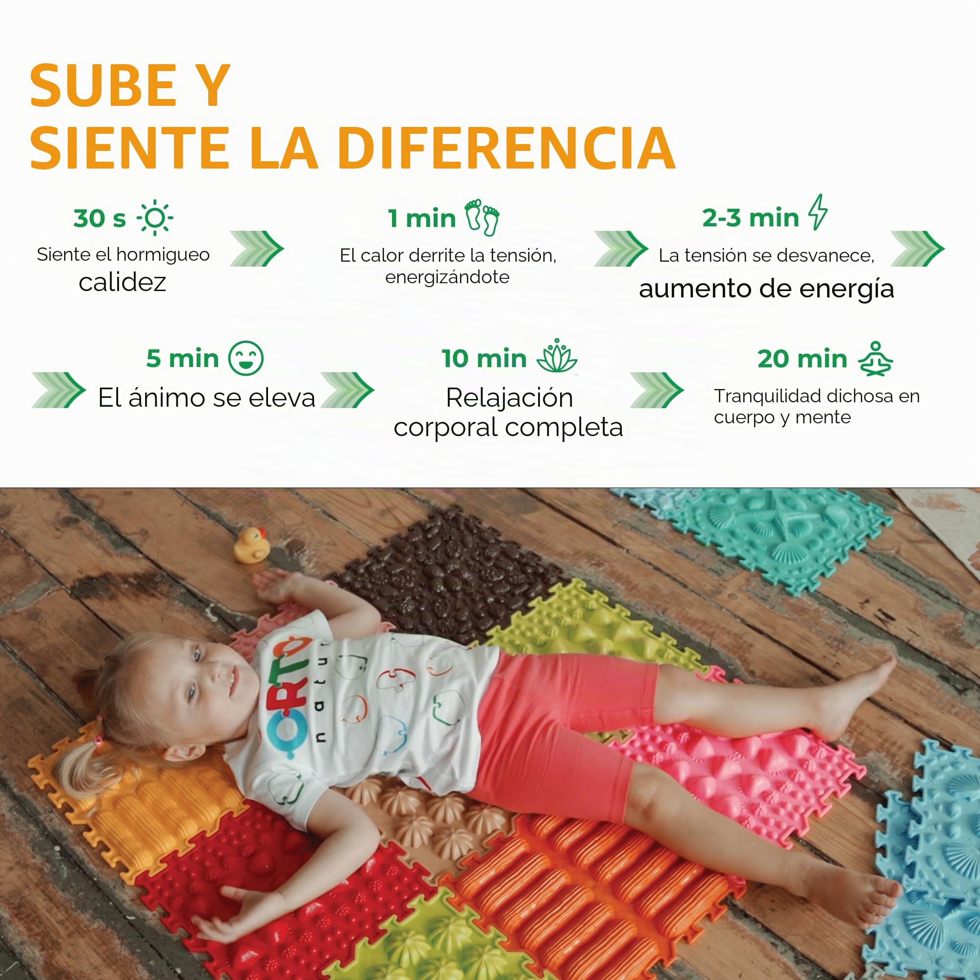 Tapete de Juego de Rompecabezas de Masaje sensorial de 10 Piezas, Azulejos ortopédicos entrelazados y tapetes sensoriales texturizados para niños y Adultos (Milagro matutino)