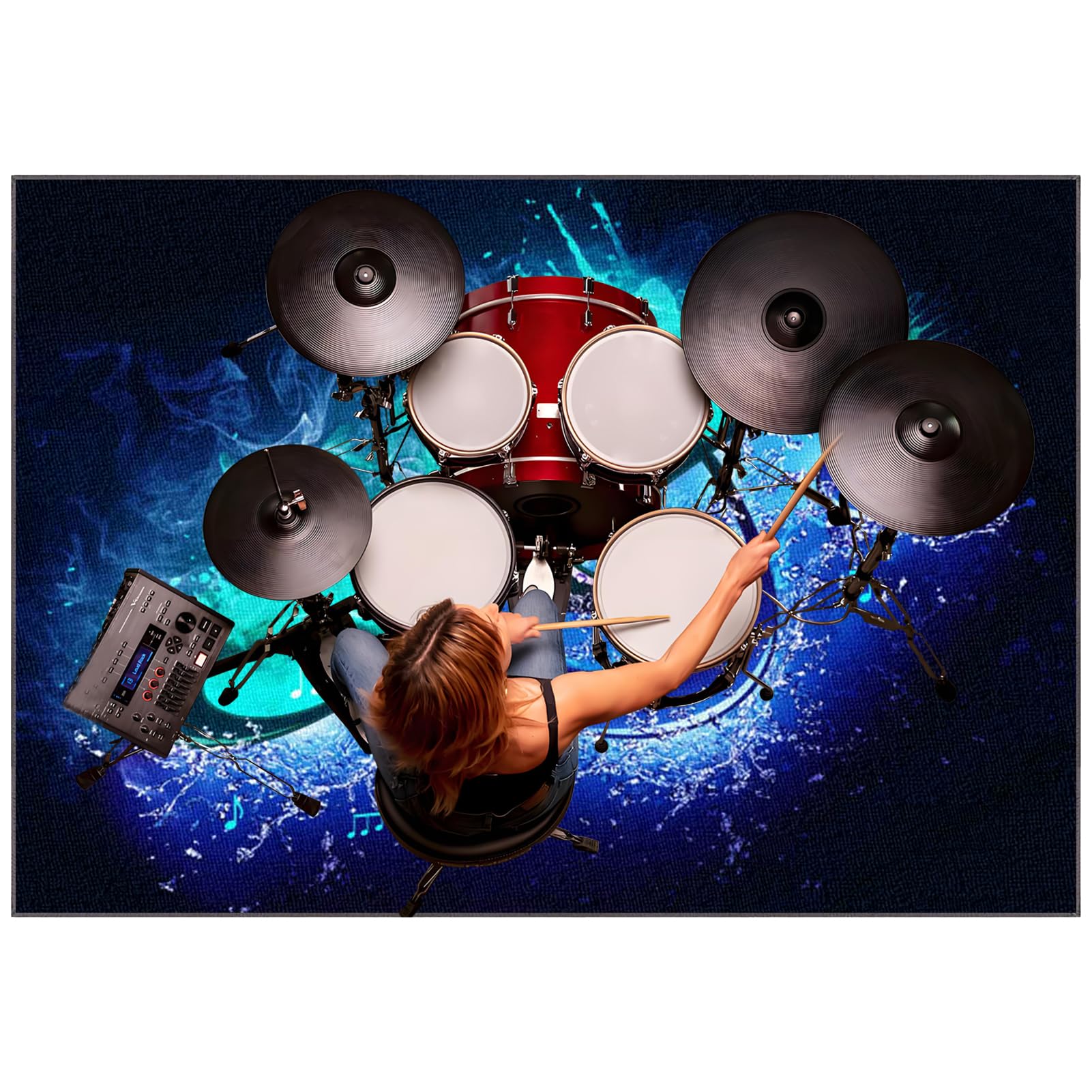 Tehocwiz Professional Drum Rug Mat Non-Slip Soundproof Rugs Drum Carpets for Drummers Outdoor Electronic Drum Set Practice Music Rug Drumming Drum Rugs Drum Carpet 160 x 140 cm
