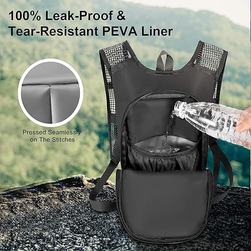 Miniatura 8 de Mochila de hidratación  Mochila de agua ligera con bolsa de agua de 2 L, chaleco de hidratación para correr para hombres y mujeres, mochila de