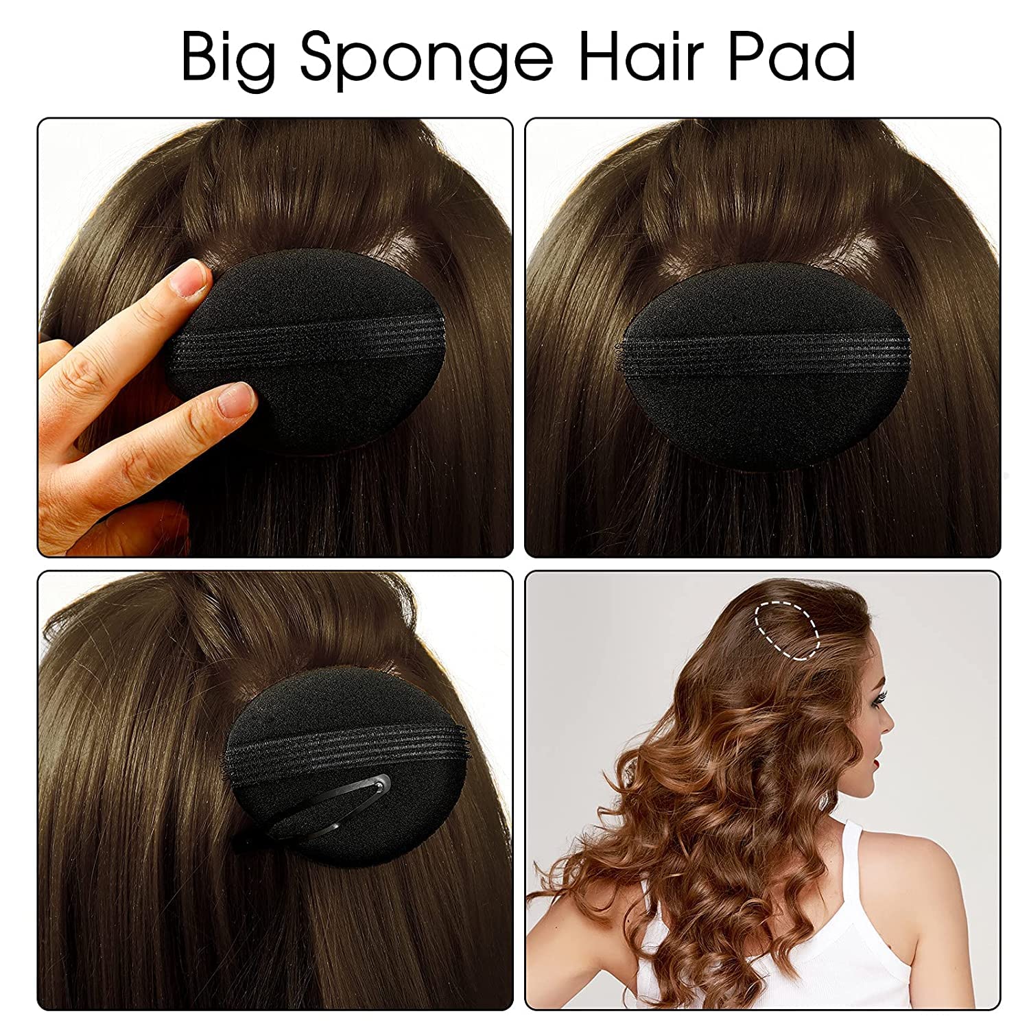 2 Pezzi Set Per Acconciature, Witbicg Invisible Fluffy Hair Clip Ciambella Chignon Piccola Facile Per Capelli Forma Della Testa e Del Viso, Accessori Per Donne e Ragazze (Nero, 2 Dimensioni)