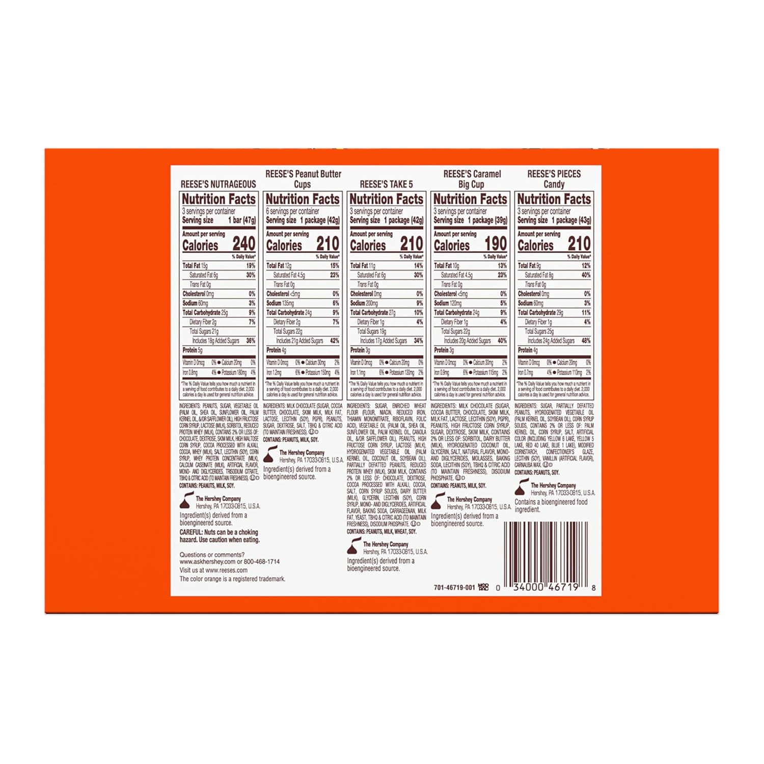 REESE'S Assorted Peanut Butter Candy Variety Pack, 27.2 oz (18 Count)