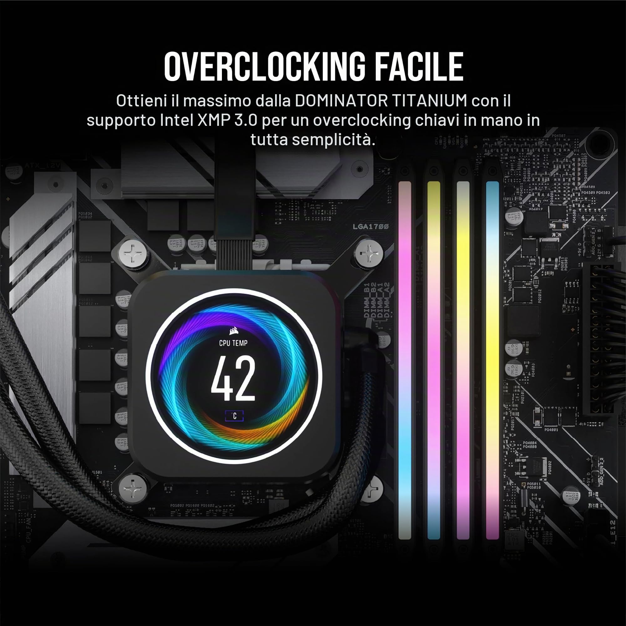 CORSAIR DOMINATOR TITANIUM RGB DDR5 RAM 64GB (4x16GB) DDR5 Fino a 6000MHz CL36 Intel XMP iCUE Compatibile Per Computer - Nero (CMP64GX5M4B6000C36)