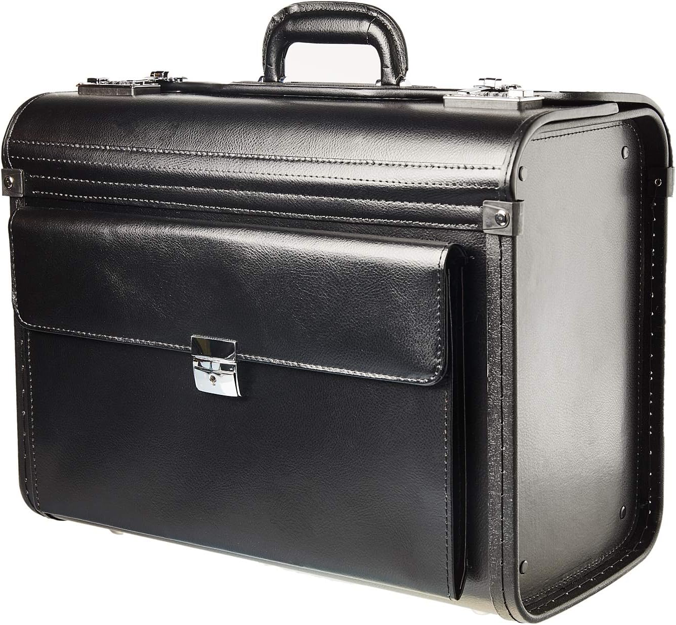 TassiaBonded Leather Pilot Case - Front Pocket Lock Protection - Pilotcase