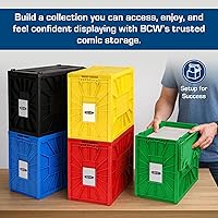 Vista 6 de BCW Contenedor corto para cómics, capacidad para 150 cómics, almacenamiento de plástico apilable, organizador sin ácidos, azul, individual