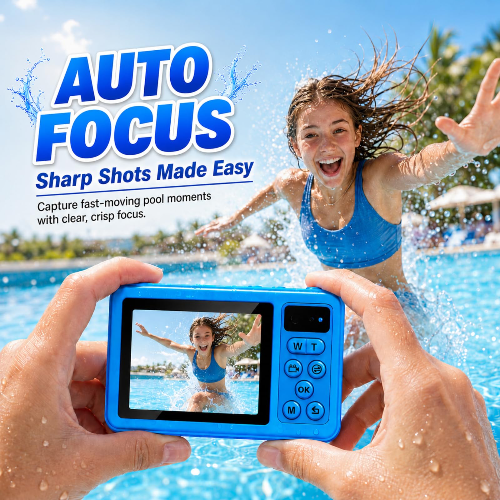 Maxmango D70 Unterwasserkamera 4K 48MP Dual-Screen Digitalkamera mit Autofokus 18X Zoom wasserdicht 10FT