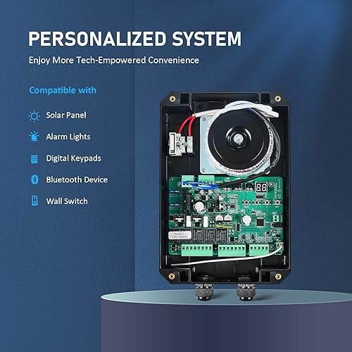 Miniatura 7 de CO-Z Abridor para puerta batiente simple, operador de puerta oscilante de 880 libras y 20 pies para puerta de patio, sistema automático de apertura