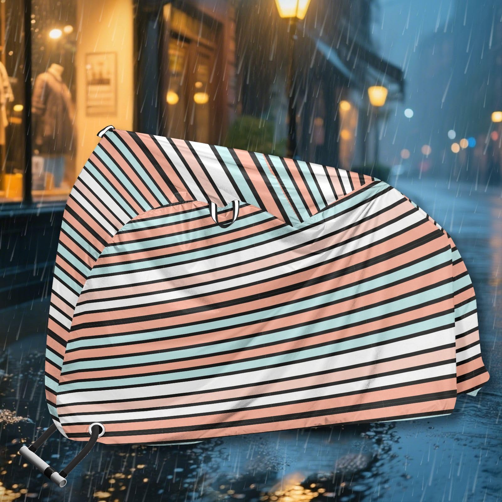 Housse de vélo d'extérieur imperméable à rayures noires et bleues taupe