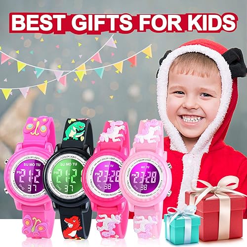 Miniatura 7 de Relojes LED impermeables para niños con alarma, juguetes para niños, regalos para niñas de 3 a 10 años
