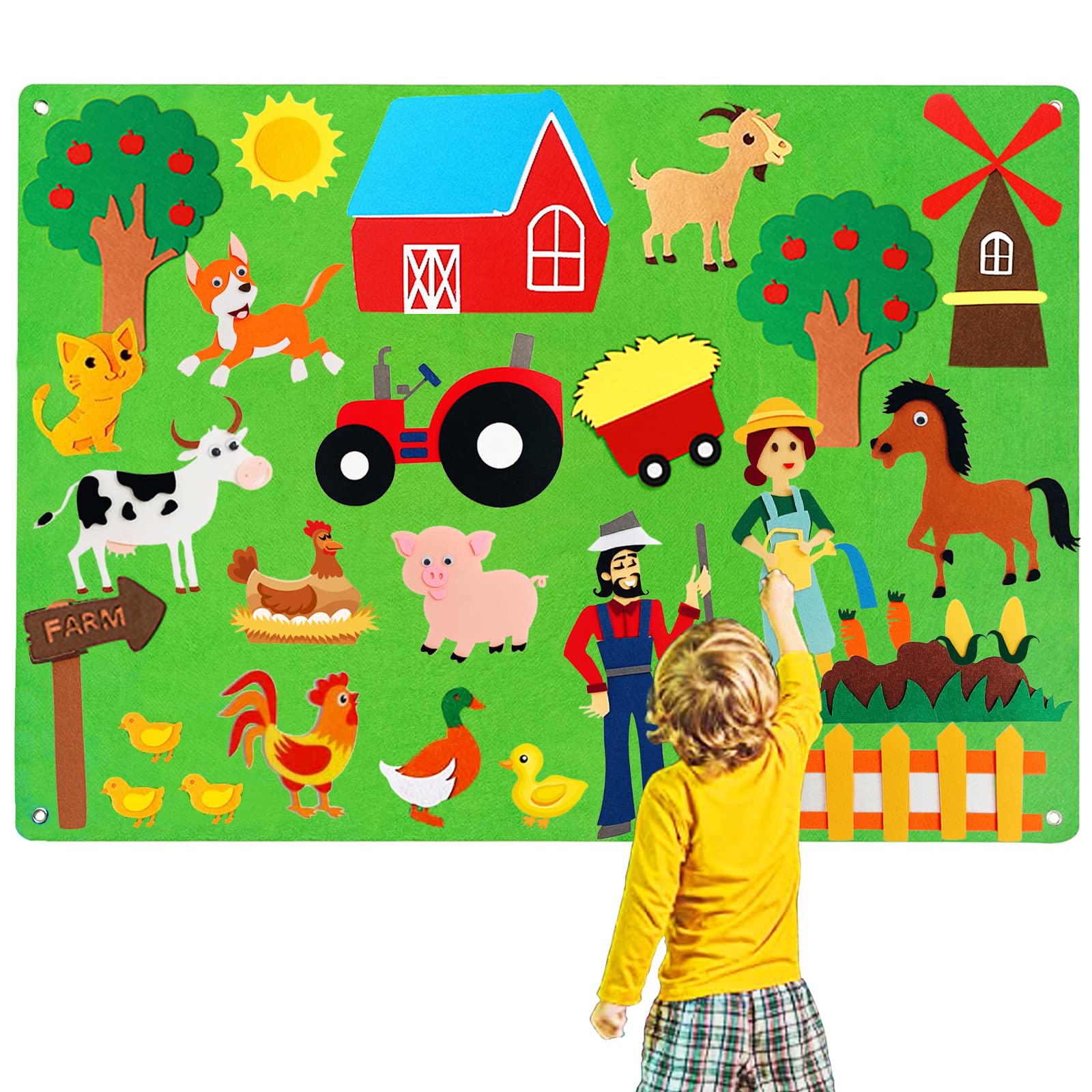 Buy Yowlieu Large Farm Felt Story Board for Todders Kids, 3.5Ft Felt