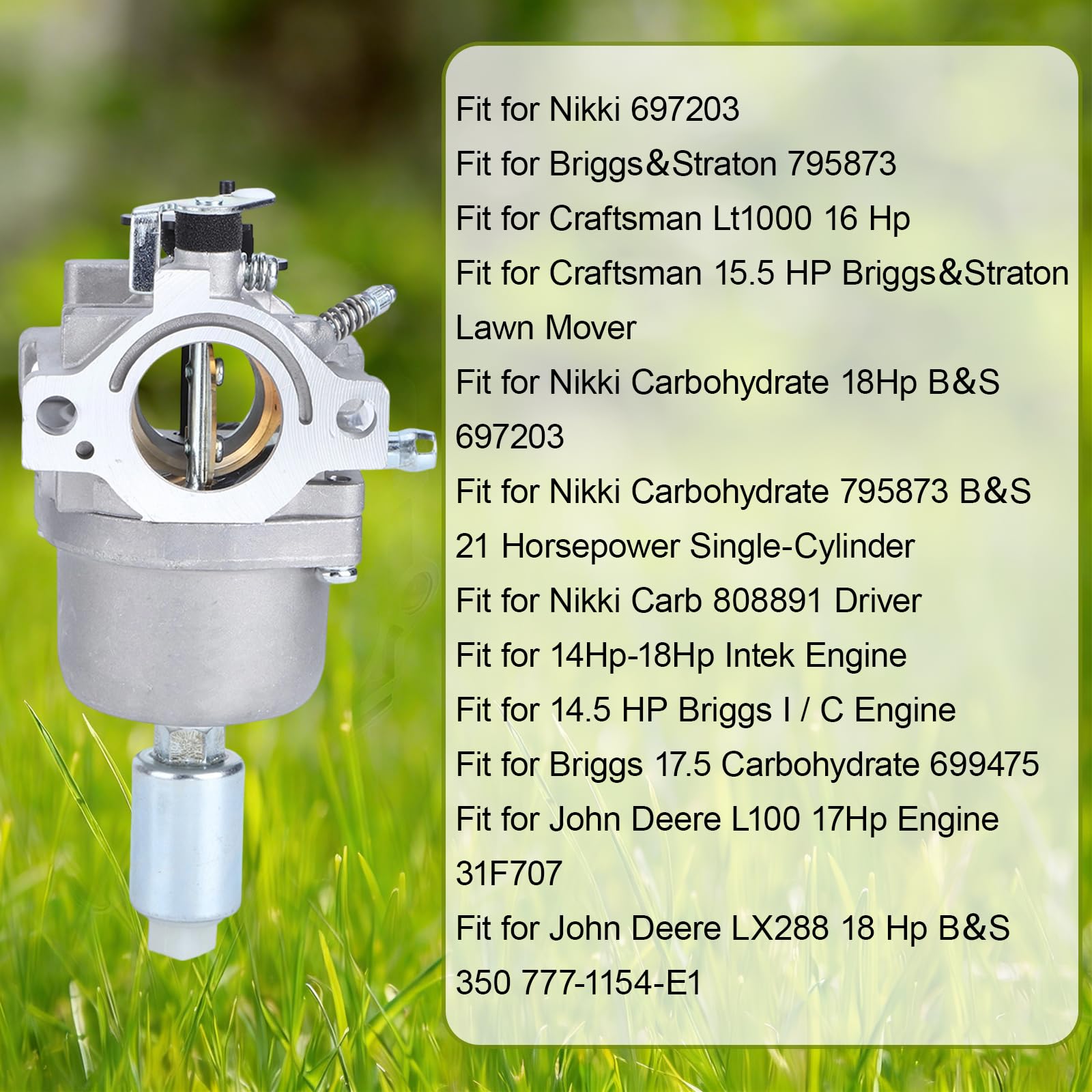 Carburador 697203 Para Briggs Stratton B&S Nikki 792036 697216 792060 799256 795366 696353 697202 698945 792534 En Motores Cortacésped Tractor 17hp 18hp 19hp 20hp 21hp