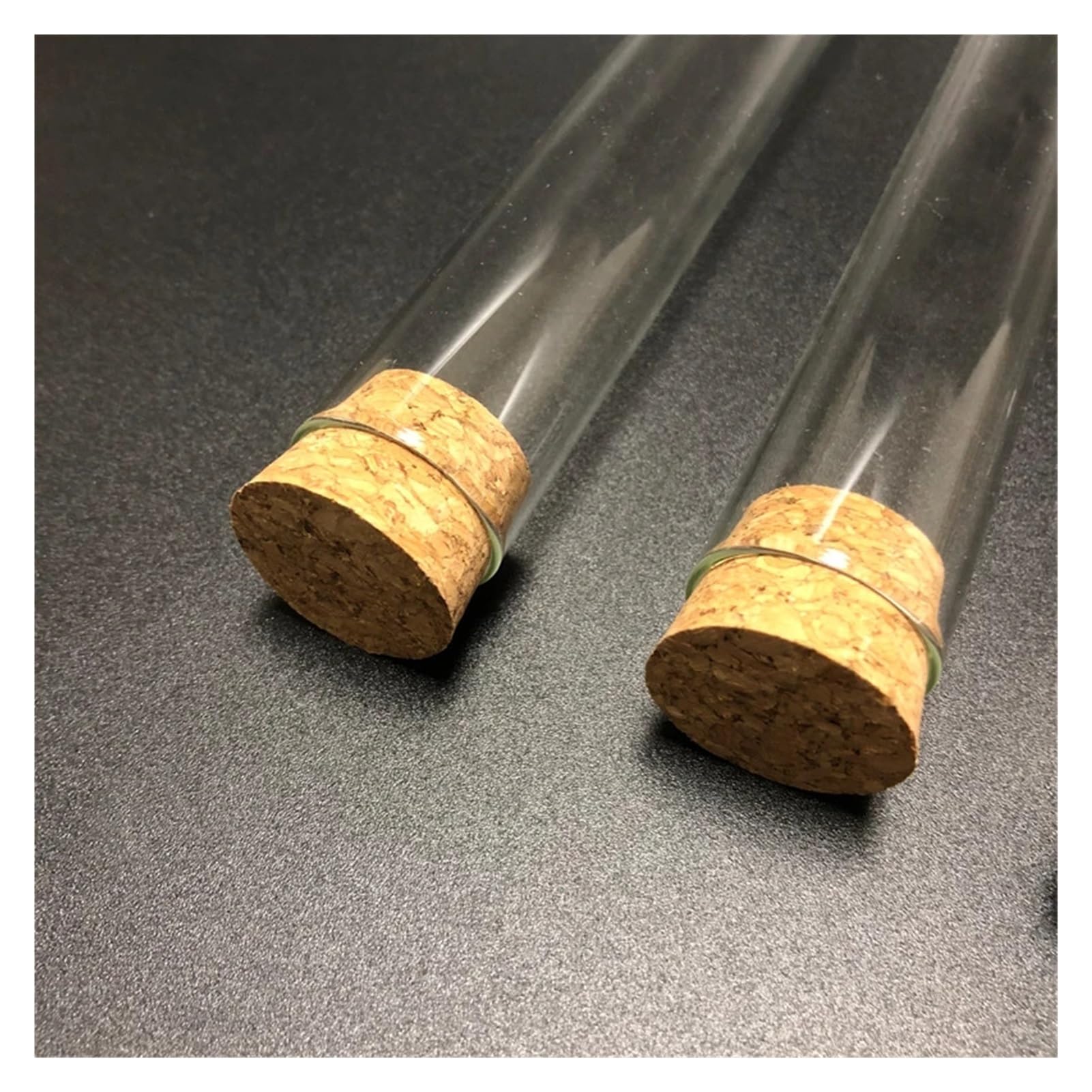 Laborglas mit rundem Boden, 10 x 100 mm, mit Korkverschluss, Laborglas, 100 Stück/Packung