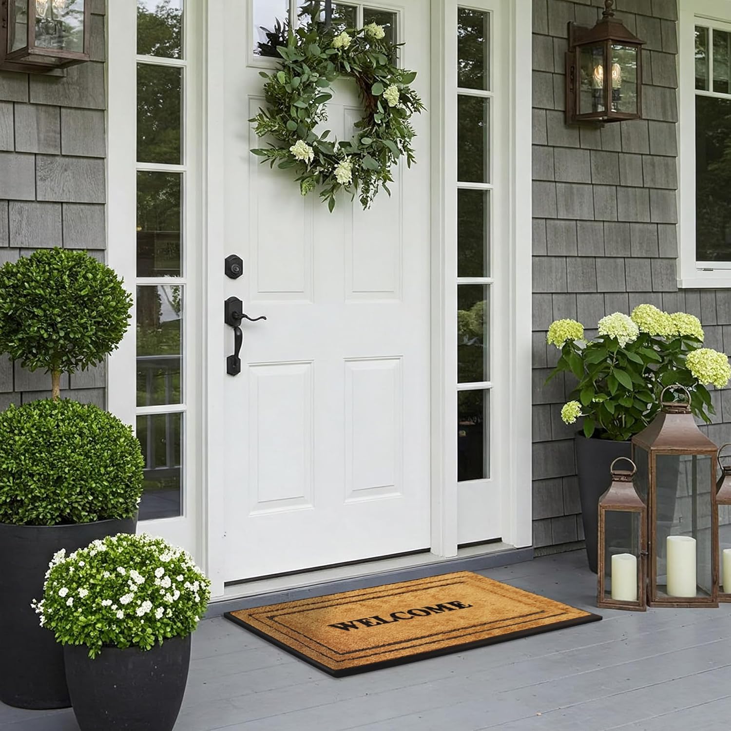 A1 Home Collections Natural Coir & Rubber Door Mat, 18"x32", Heavy Duty, Dirt Trapping, Long-Lasting Entrance Doormats for Front Door, Thick & Non-Slip Durable Outdoor Entry Mat
