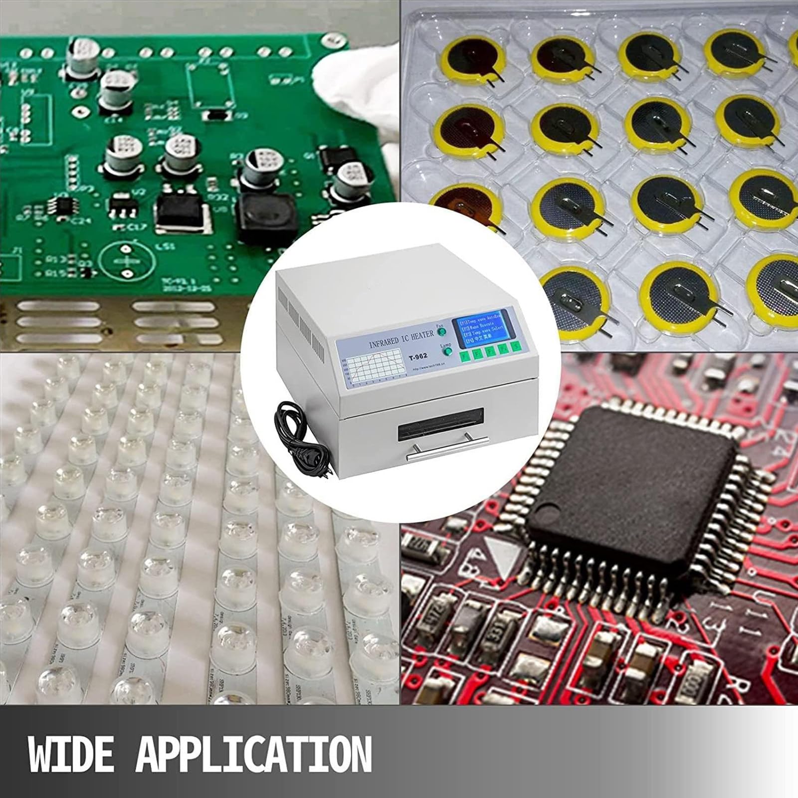 Lutownica rozpływowa, 800 W automatyczny grzejnik na podczerwień do PCB SMT, 110/220 V, profesjonalny model T962 do wydajnego lutowania i rozlewu