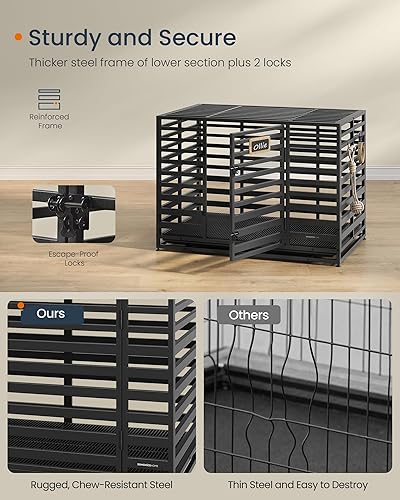 Miniatura 3 de SONGMICS HOME UPPD023B01V1 - Jaula para perros grandes, jaula para perros grandes, bandeja y puerta extraíbles, ruedas con bloqueo, 42.1 x 27.6 x