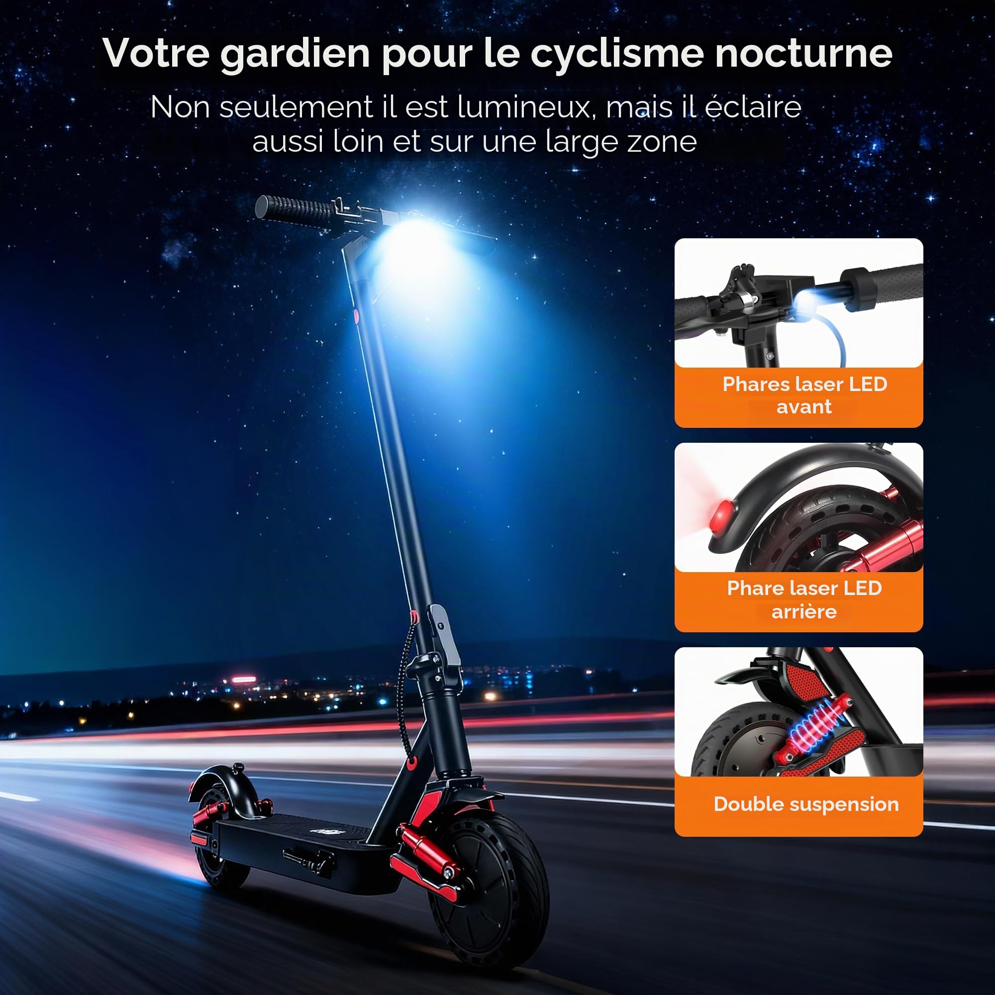 HX D06 Trottinette Électrique Adulte Pliable avec Batterie 16/25Ah, 500W et Double Suspensions, Autonomie 35-70 km Escooter, Vitesse Max 25 km/h, Pneu Plein 8.5", APP