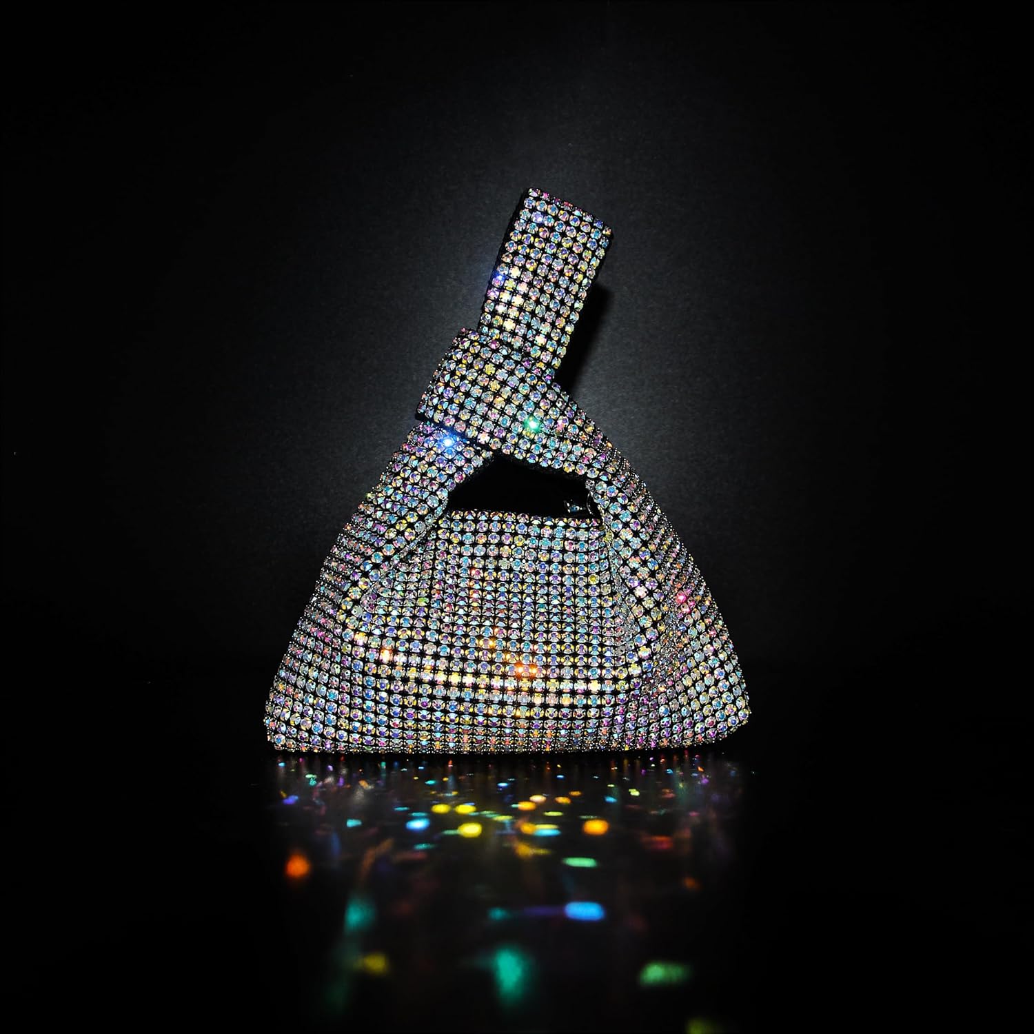 Miuco Mini Rhinestone Hobo Dumpling Bag Crystal Evening Bucket Handbag Bling Sparkling Clutch Crossbody Bag - Image 6