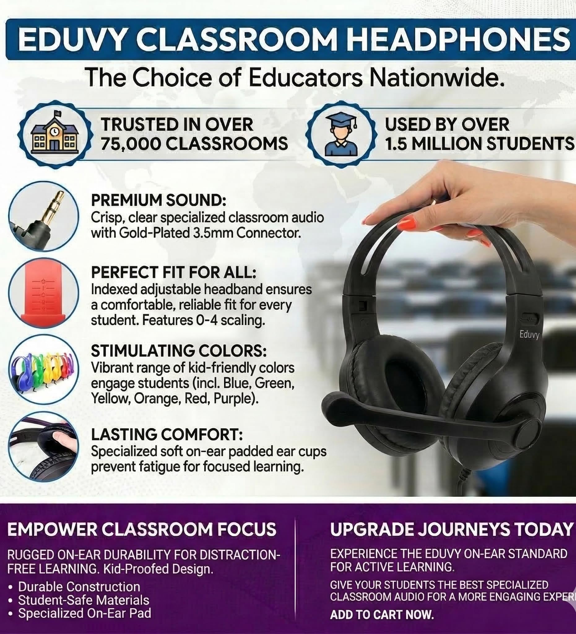 Bulk Headphones for Classroom with Microphone 12 Pack Black - Dettaglio