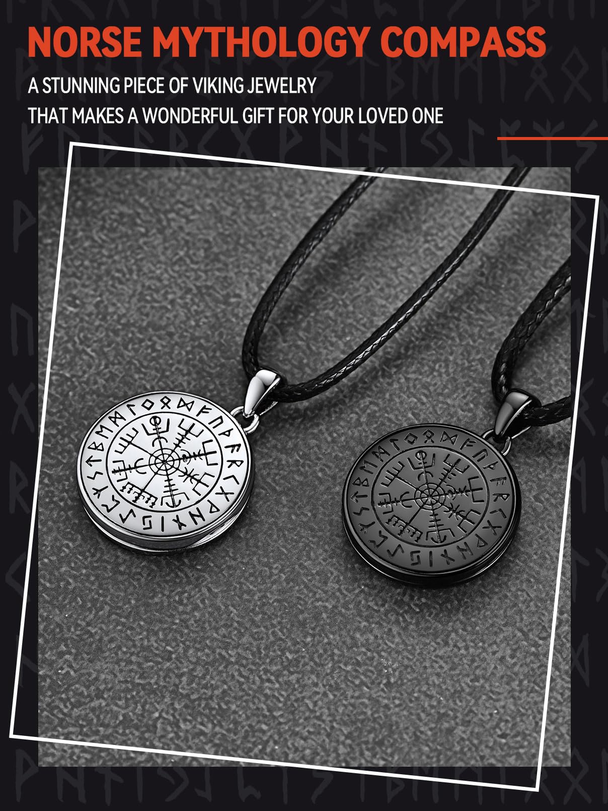 FaithHeart Personalisierter Kette Foto Medaillon Herren Damen 925 Silberkette/Kupferkette Wikinger Mjölnir Halskette mit Rune/Vegvisir/Keltisch Schmuck für Geburtstag Weihnachten
