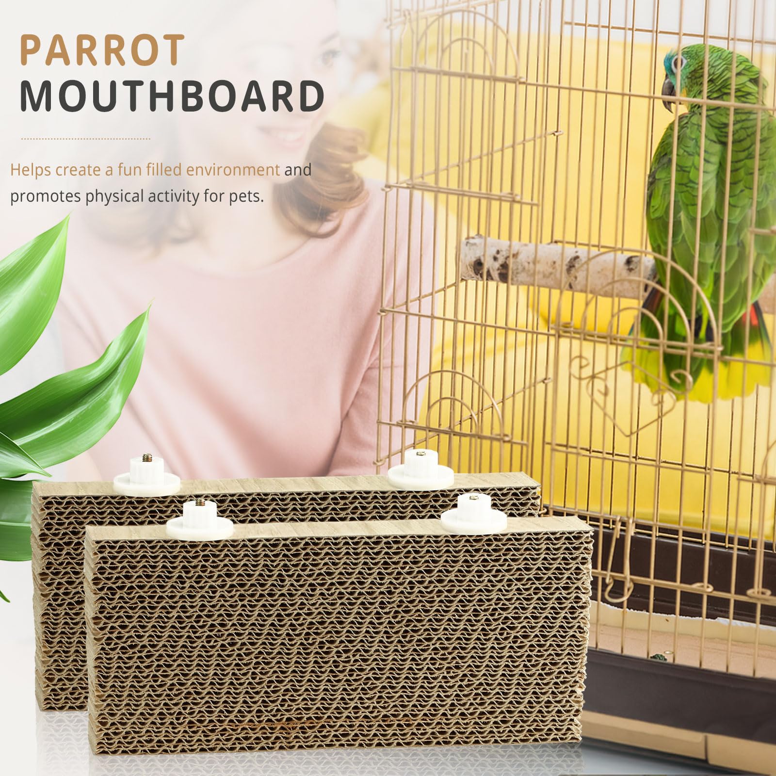 Perchoir pour cage à perroquet, jouets à mâcher pour perruches, aire de jeu, conure, calopsitte, plate-forme de broyage, accessoires de cage pour perruche, cacatoès (marron, lot de 2, L : 31 x