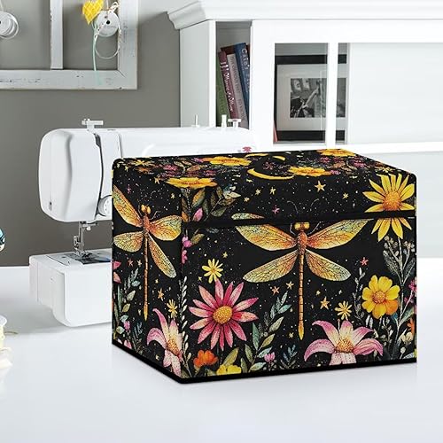 Miniatura 124 de Funda para máquina de coser de mariposas y flores con prácticos bolsillos, funda protectora con asa, para la mayoría de máquinas de coser estándar