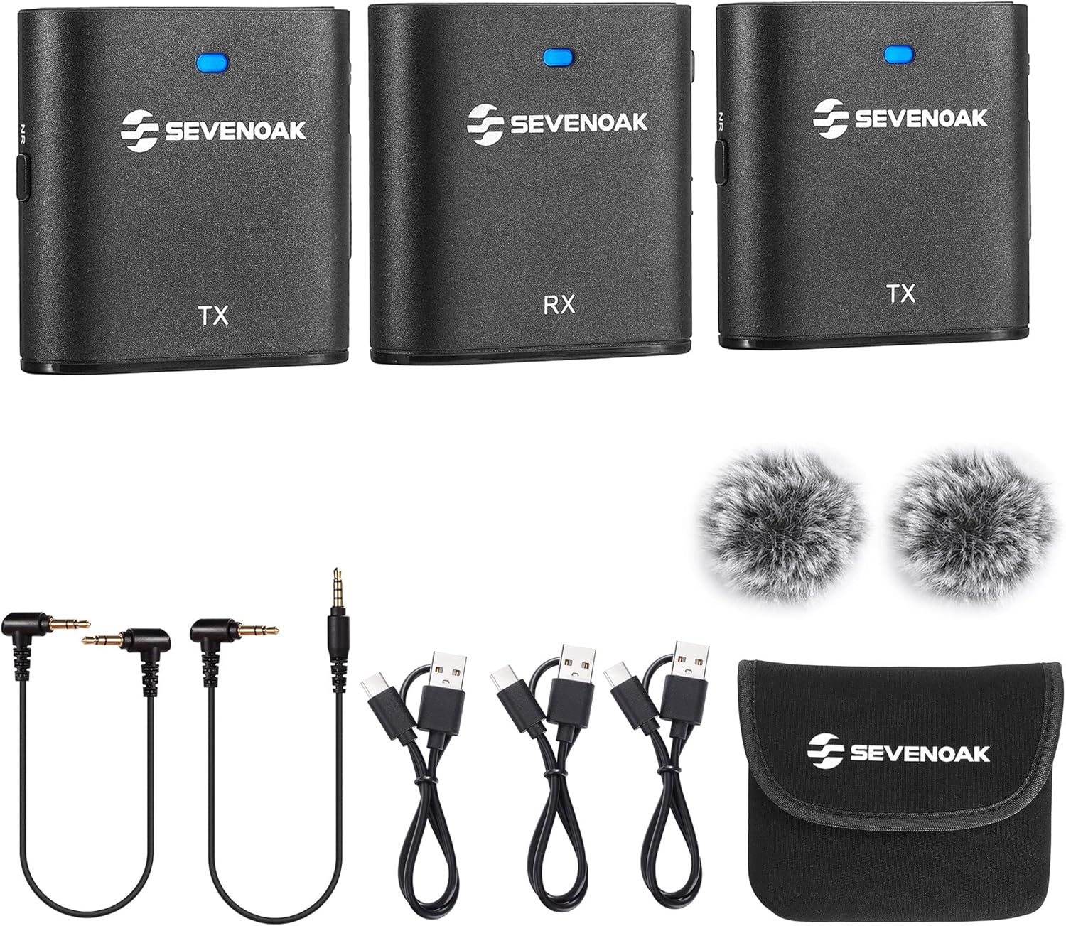 Sevenoak Wireless Lavalier Microphone for Cameras Comcorder,Noise Cancellation,328ft Range,Compact Stereo Lapel Microphones Cordless Clip On Mic for Video Recording YouTube Live Streaming Interview