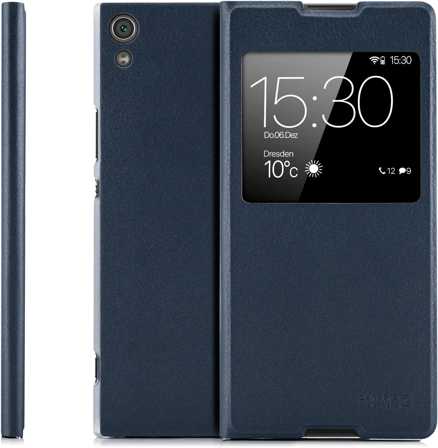 zanasta Sony Xperia XA1 Ultra Case Protector Flip Cover Designs Phone Wallet/View Flip Case with Window, Premium [Slim Profile] Dark Blue