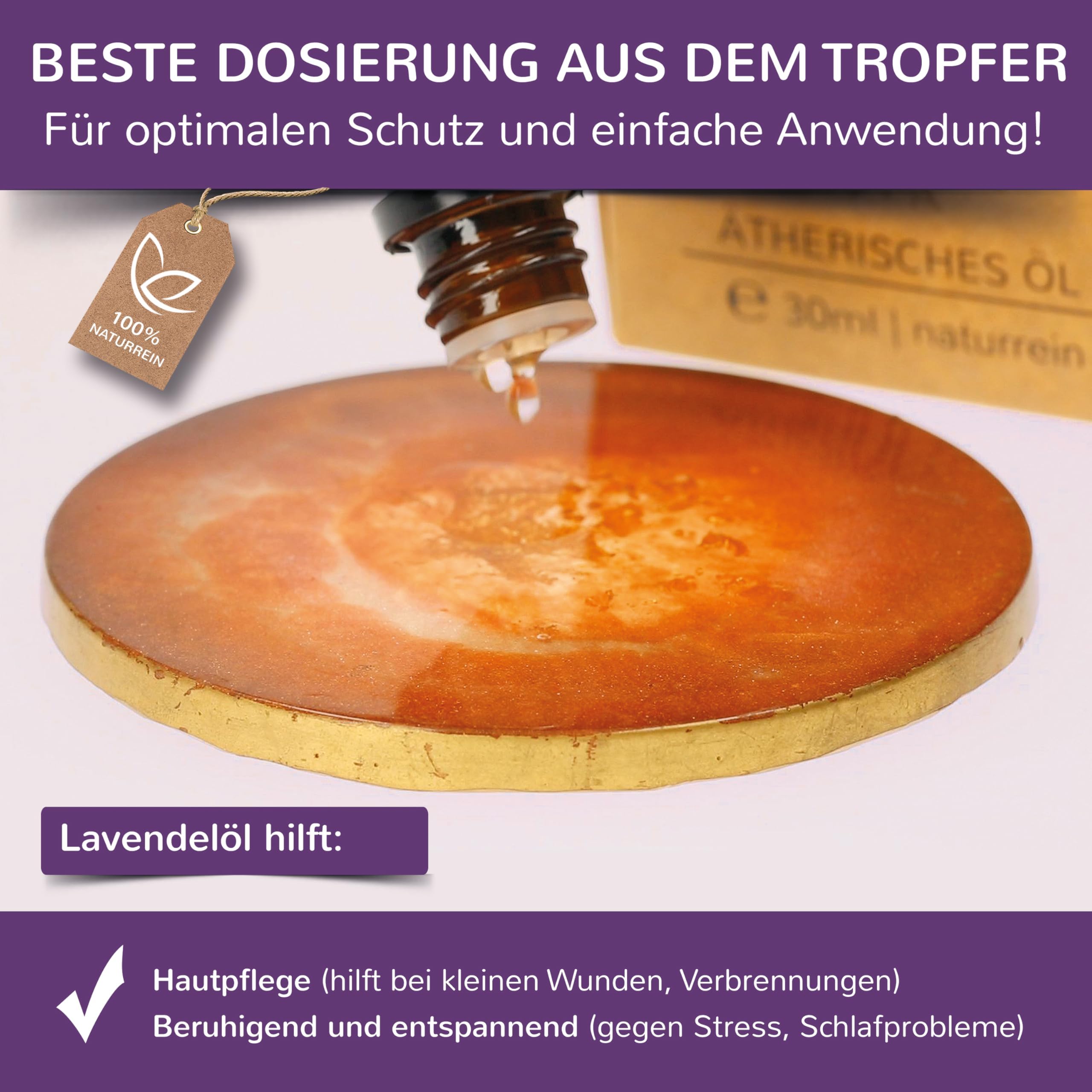 BIO Lavendelöl 3x 30ml | Reines ätherisches Lavendel ÖL | 100% Naturrein geeignet als Duftöl - Hautpflege - Haaröl - Gesichtsöl - Zum Einnehmen