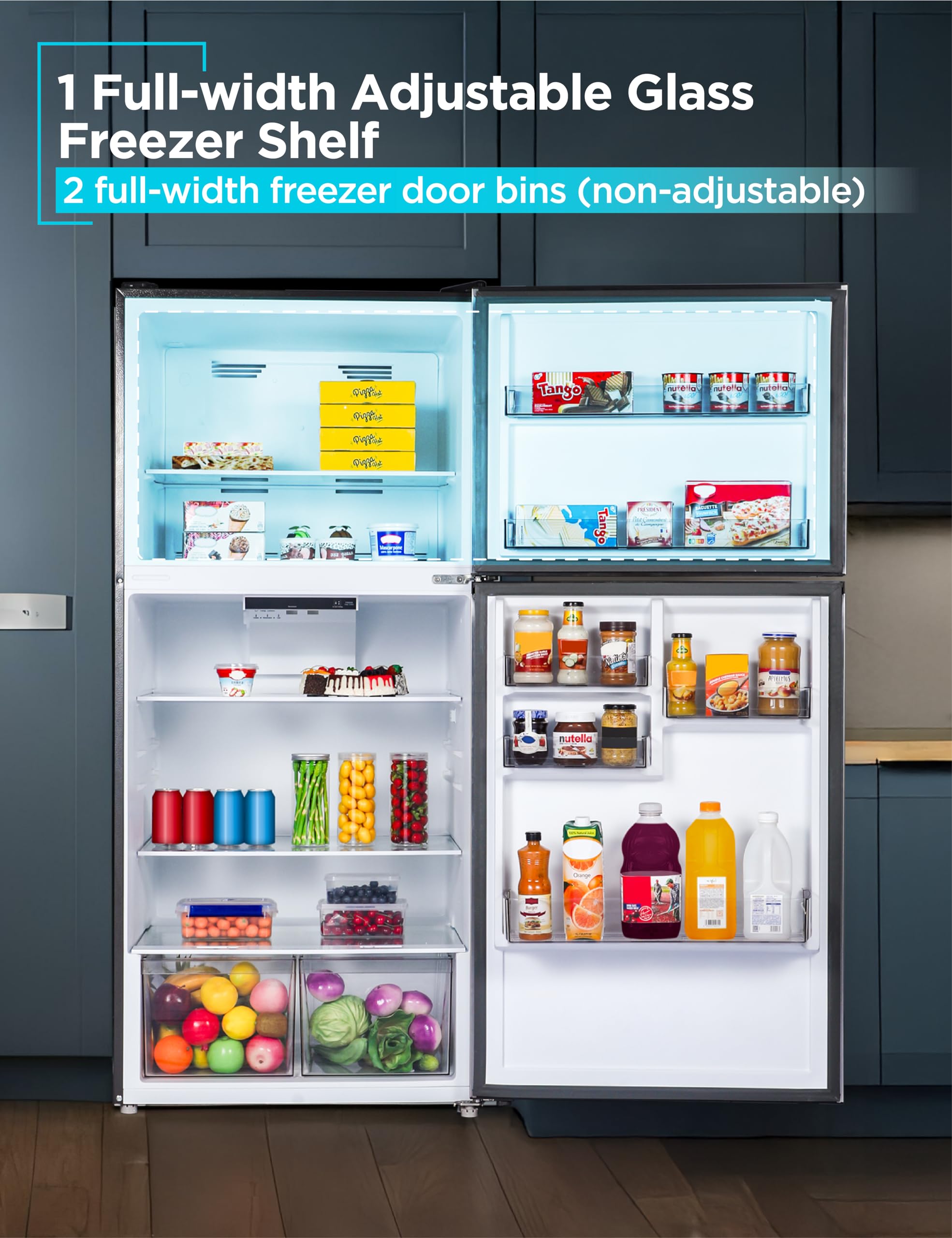 Black+Decker 20.1 Cu. Ft. Top Mount Refrigerator With Freezer, 2 Door Refrigerator With Top Freezer And Adjustable Temperature Control, Full Size Kitchen Refrigerator, Br2010js, Stainless Look on Fridge.com - View 5