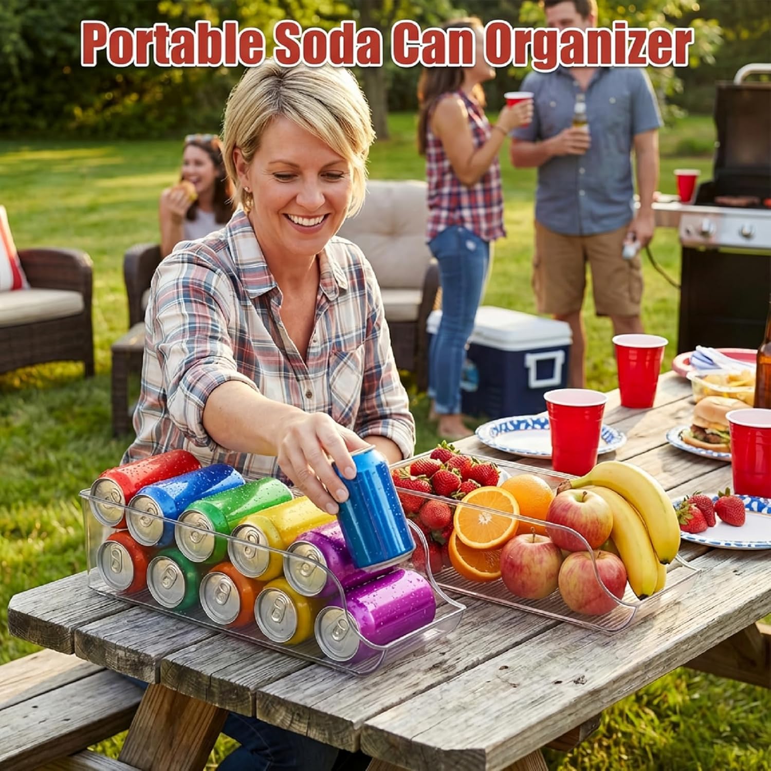 2 Pack Soda Can Organizer, Drink Organizer for Fridge, Clear Kitchen Pop Can Storage Organizer Soda Dispenser for Refrigerator Pantry - Image 5