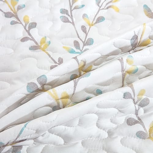 Vista 6 de Exclusivo Mezcla Manta acolchada de 50 x 60 pulgadas, manta de microfibra con patrón floral, colcha reversible blanca versátil para todas