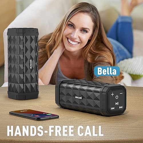 Miniatura 7 de BUGANI Altavoces Bluetooth, altavoces portátiles, rango de 100 pies Bluetooth 5.0 TWS emparejamiento, altavoces impermeables IPX5 micrófono