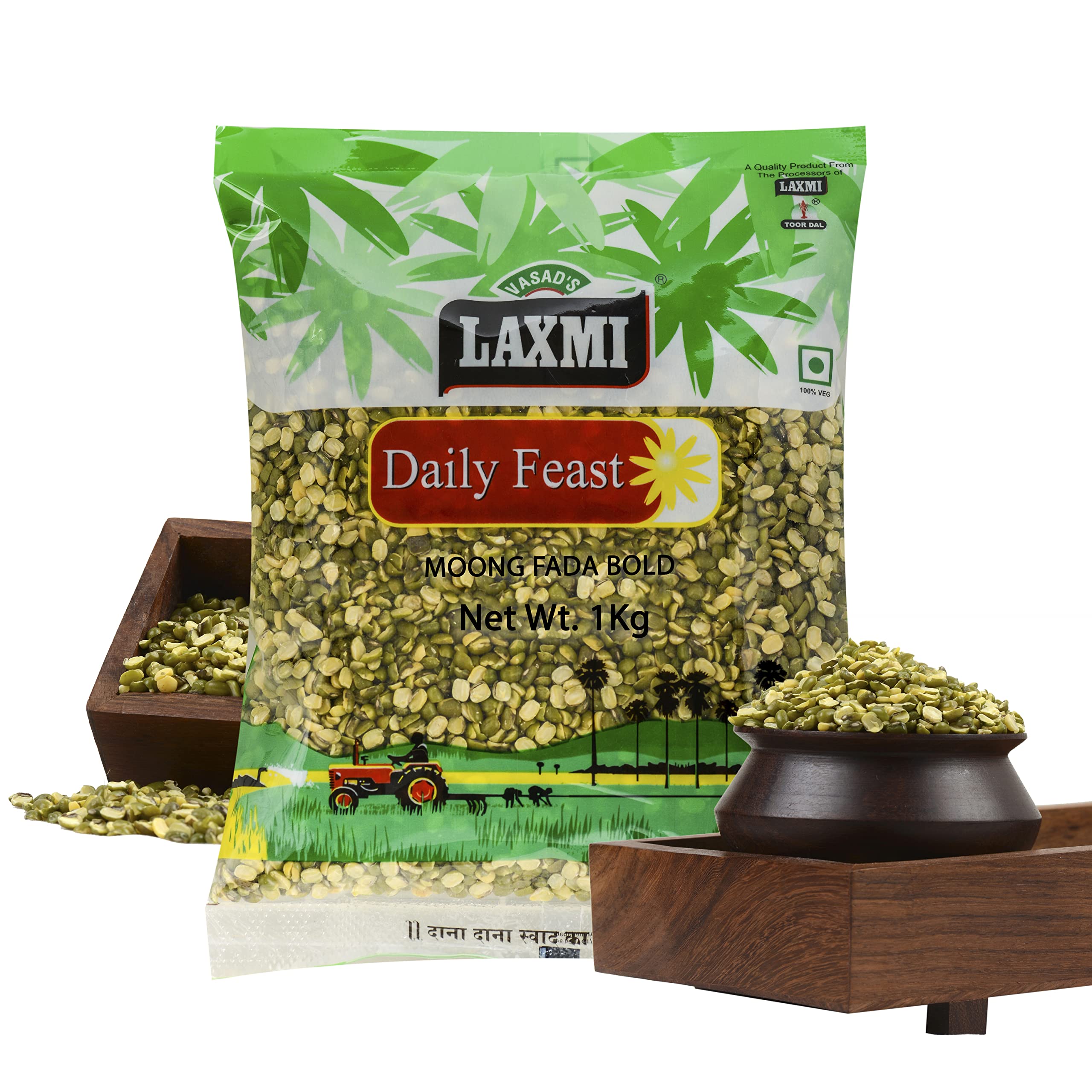 Laxmi Daily Feast Split Moong Beans with Skin Bold 1 Kg | Mung Fada | Moong Chilka | Green Gram Split | Moong Dal for Sprouting (B00WWLXHZU) Amazon Price History, Amazon Price Tracker