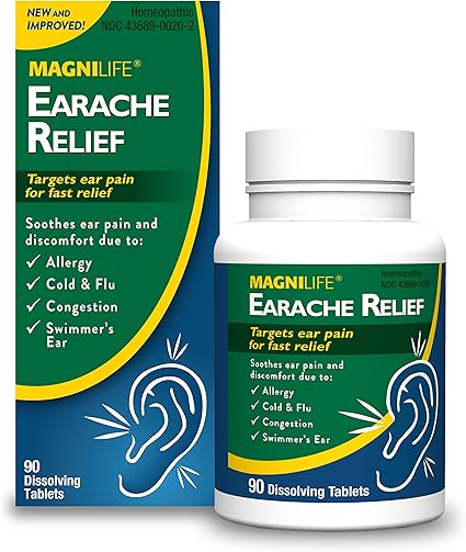 MagniLife Earache Relief, 90 Count, Homeopathic Allergy Relief for Cold,