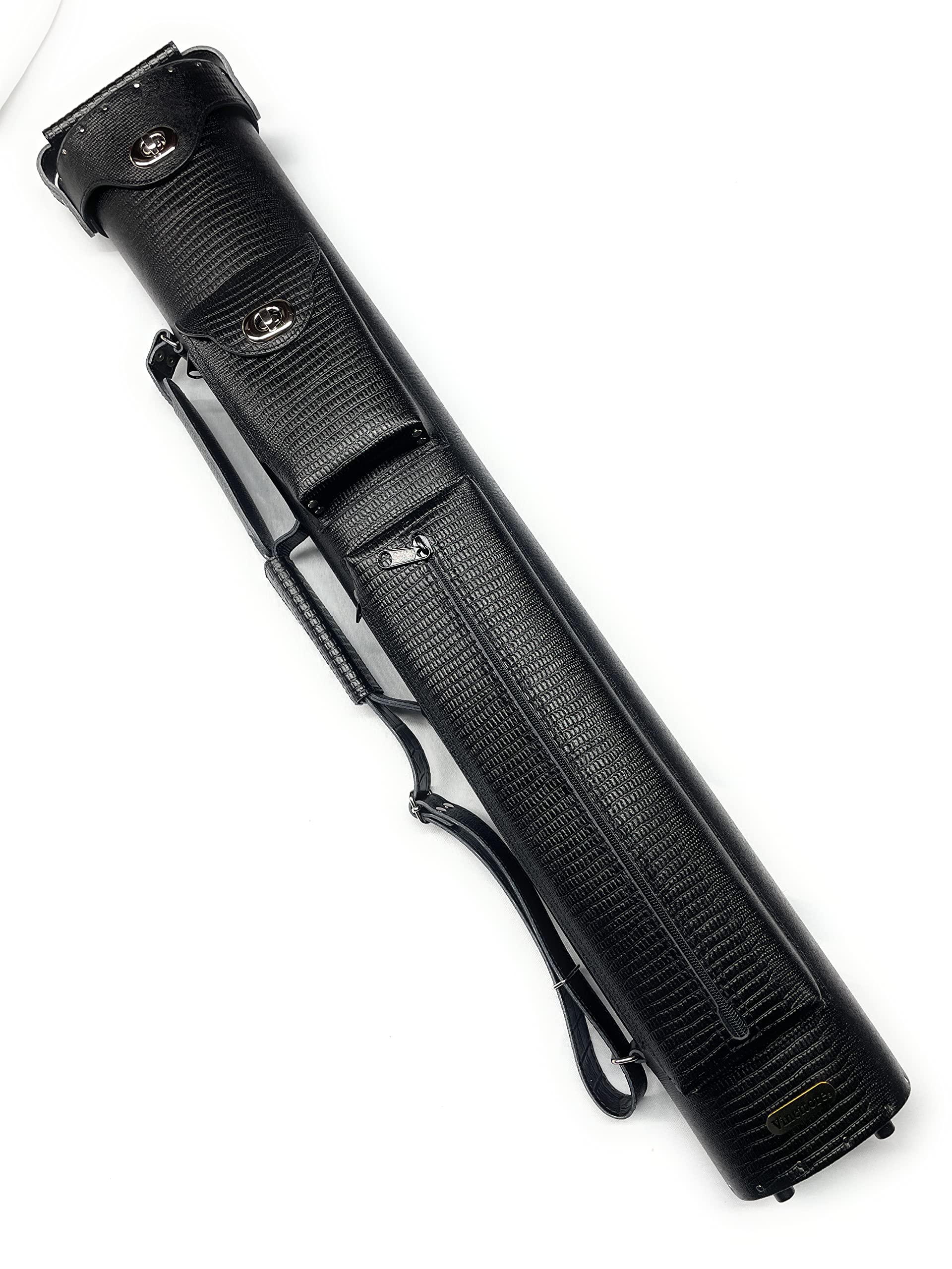 Vincitore Black Lizard Embossed Genuine Leather 3 Butt 5 Shaft 3x5 Case by J&J