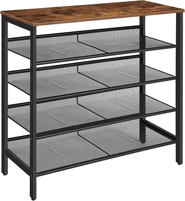 HOOBRO Shoe Rack, 5-Tier Shoe Organizer Shelf, 75 x 30 x 85 cm, with Flat & Slant Adjustable Shelf, Sturdy and Stable, Shoe Storage Organiser for Entryway, Hallway, Dorm Room, Industrial EBF01XJ01