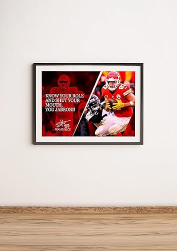 Miniatura 4 de Vincit Veritas Póster de Travis Kelce con cita motivacional, carteles inspiradores de fútbol para decoración deportiva, coaching, arte de pared,