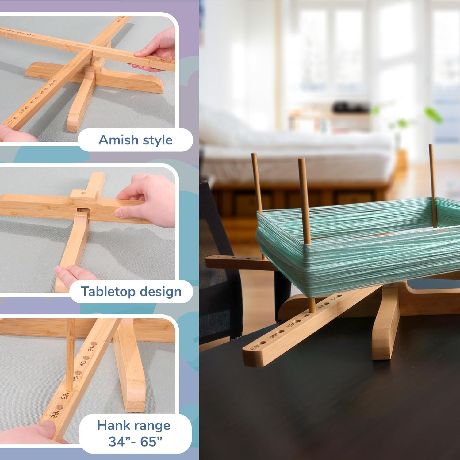 JubileeYarn Amish Style Bamboo Yarn Winder Swift - 2 Swifts