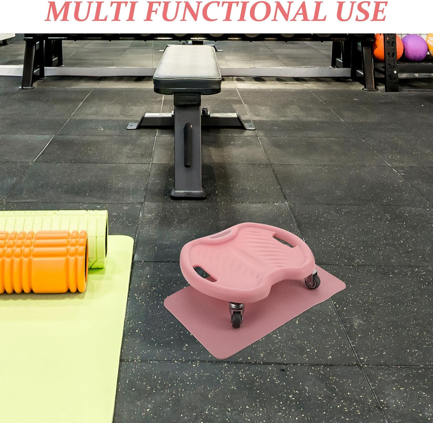 Ciieeo 4-wheel Ab Roller Core Strength Trainer with Quiet Exercise Wheels and Kneeling Pad for Home Abdominal Muscle Workout and Core Strengthening
