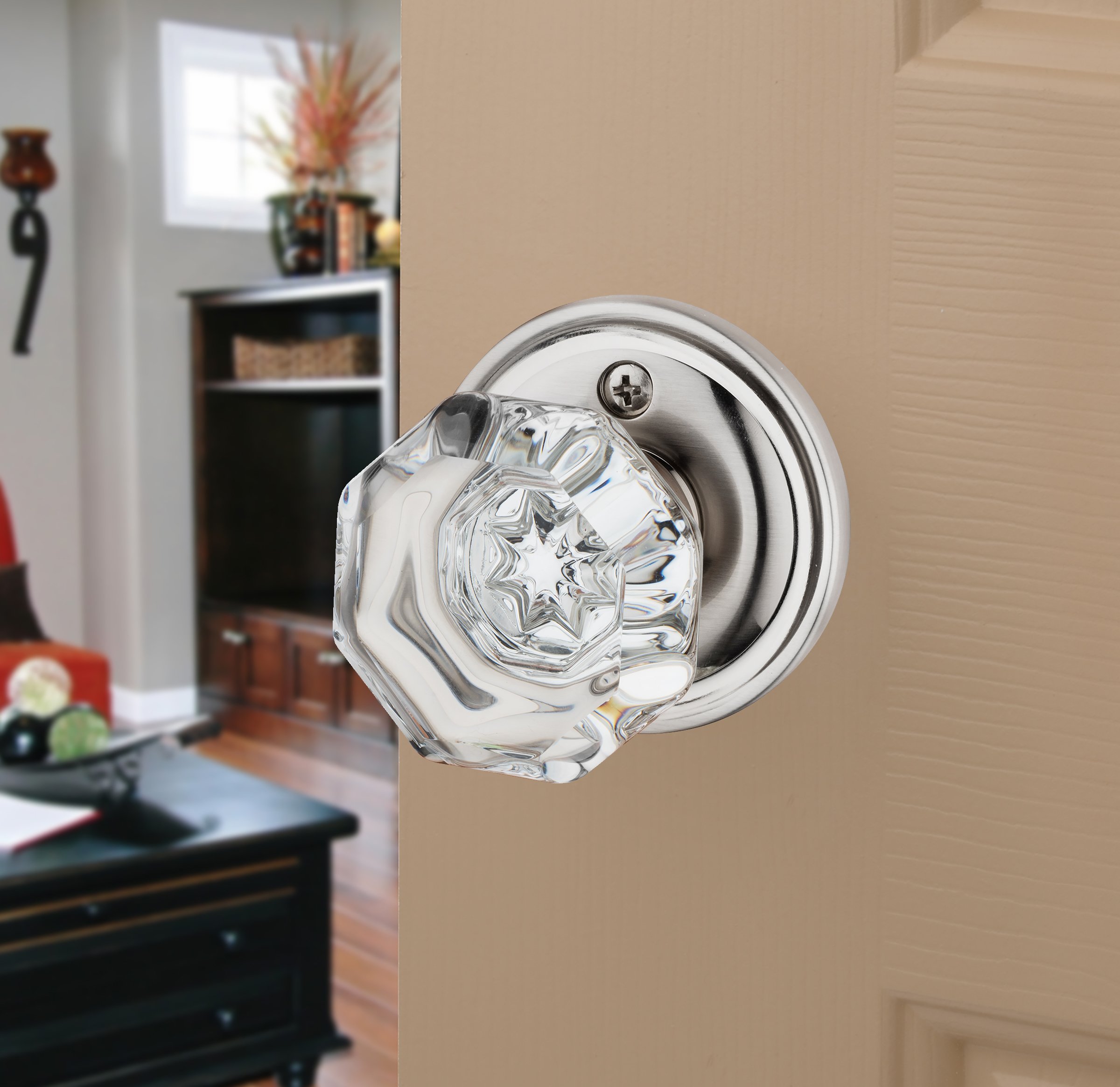 Satin Nickel Crystal Door Knobs - Buy Now -3