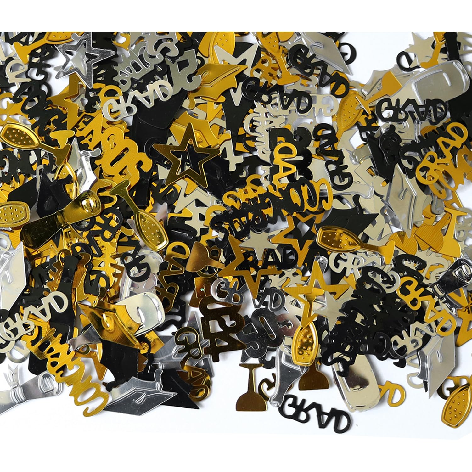 Graduation Confetti 2025, Black Golden Metallic Foil Graduation Party Supplies,Class of 2025 Decorations Table Confetti for Kindergarten Preschool