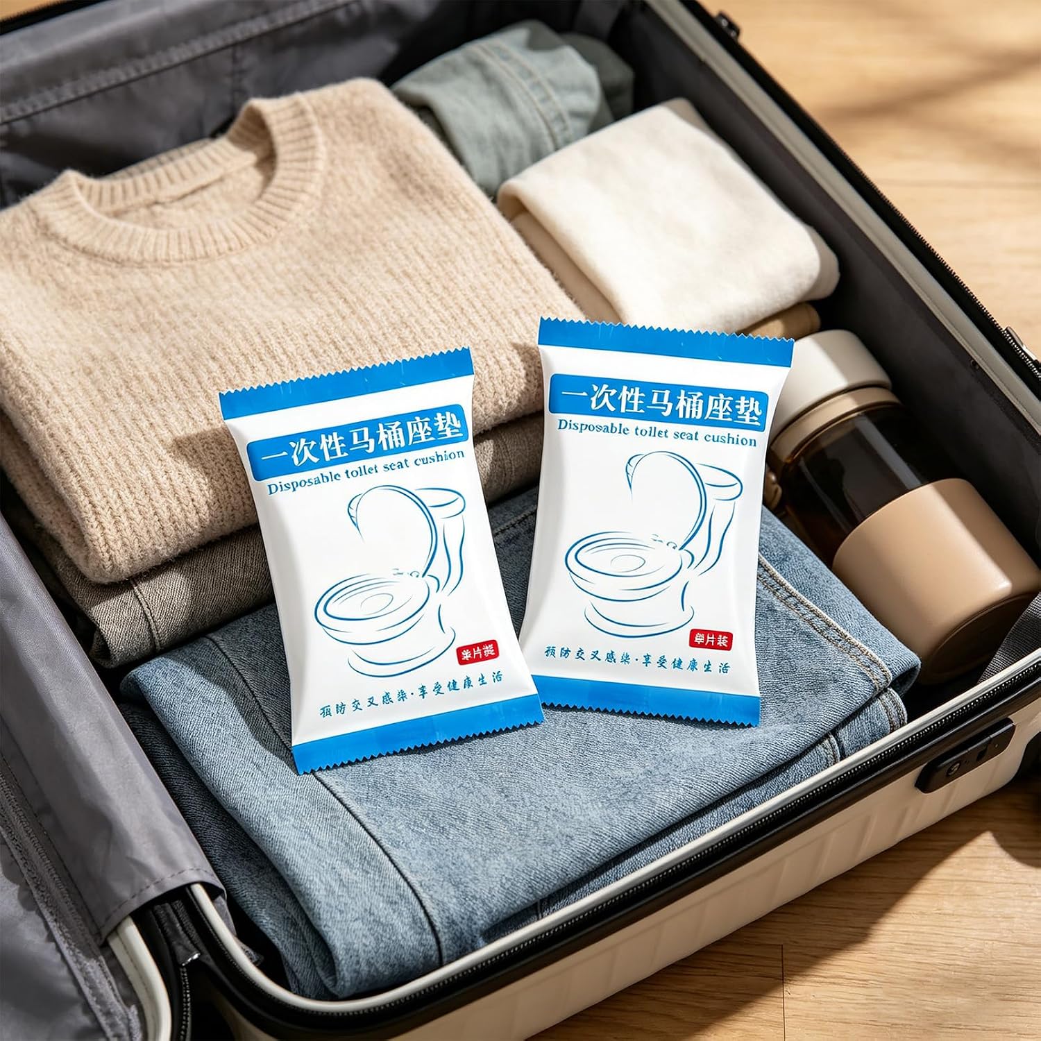 50 Pack Disposable Toilet Seat Cover Waterproof Non-Woven Fabric, Disposable Toilet Seat Covers for Travel, Disposable Seat Covers for Hotel Hospital Public Restroom, Individual Package