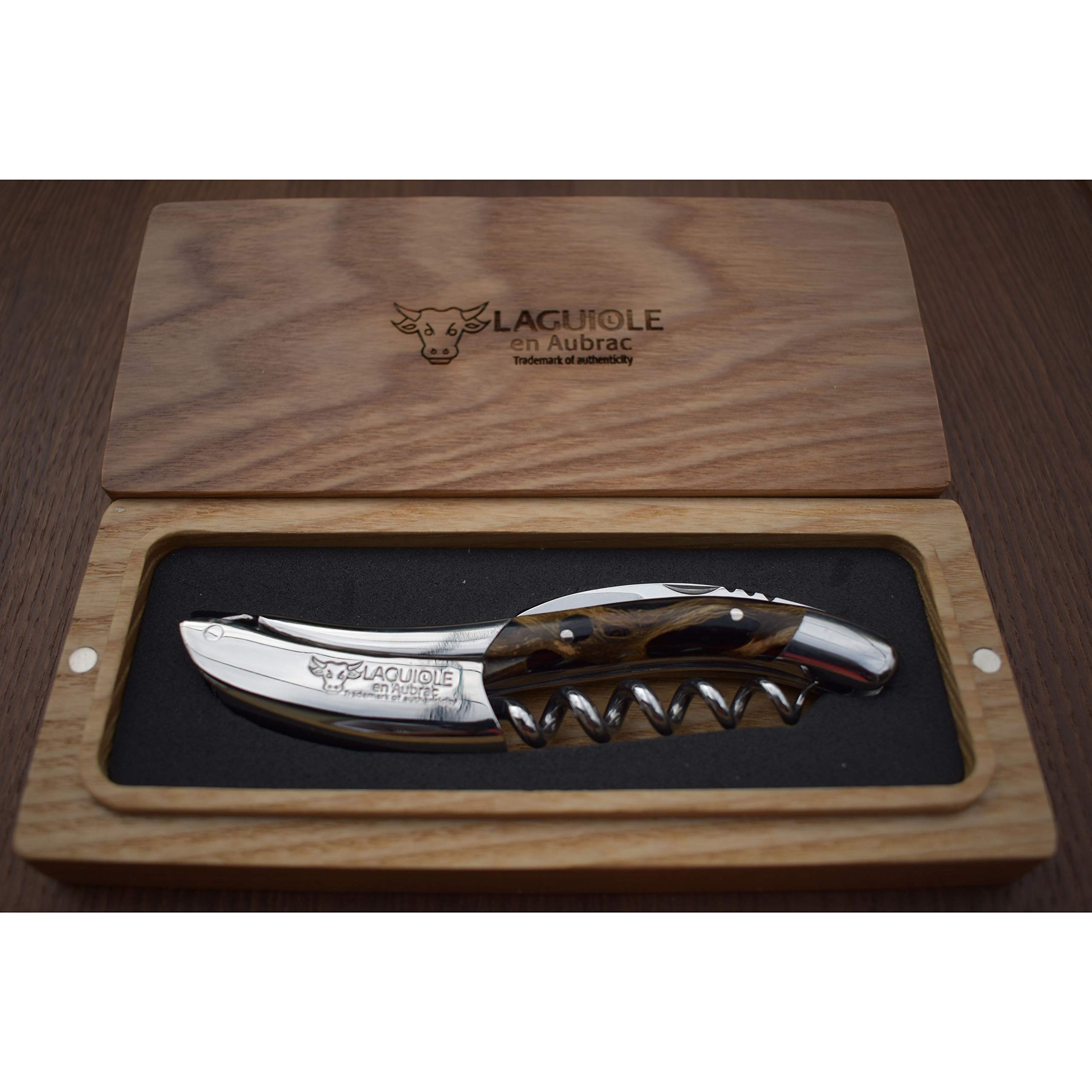 Laguiole En Aubrac Sommelier Waiter's Corkscrew, Cactus Black Handle, Wine Opener With Foil Cutter & Bottle Opener